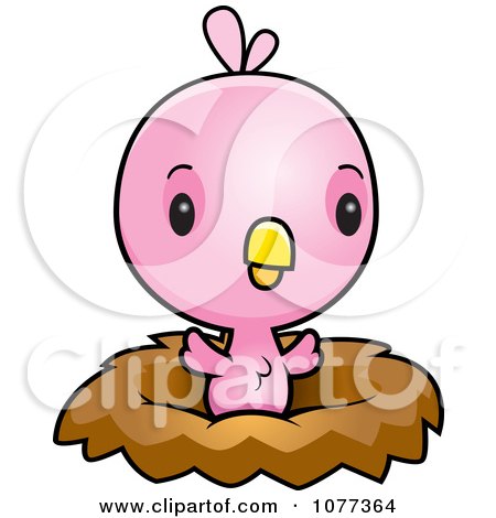 Clipart Cute Baby Pink Chick In A Nest - Royalty Free Vector Illustration by Cory Thoman