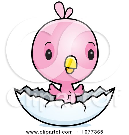 Clipart Cute Baby Pink Chick Hatching - Royalty Free Vector Illustration by Cory Thoman