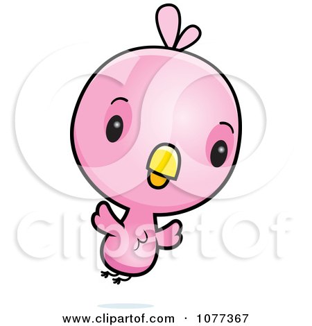 Clipart Cute Baby Pink Chick Flying - Royalty Free Vector Illustration by Cory Thoman
