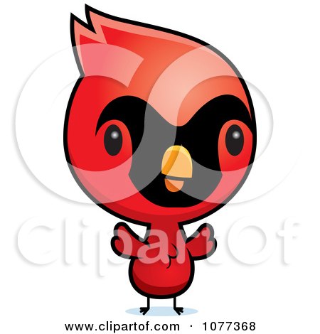 Clipart Cute Red Baby Cardinal Chick - Royalty Free Vector Illustration by Cory Thoman