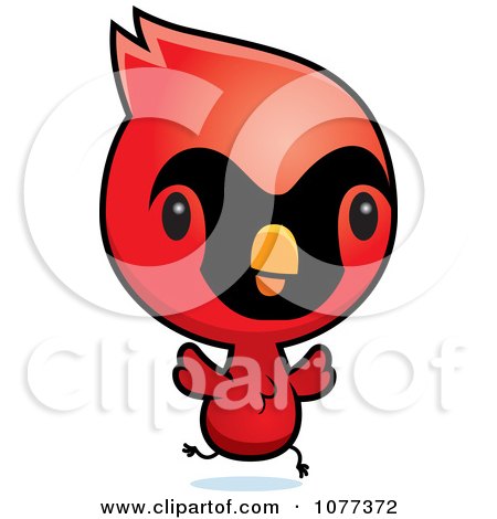 Clipart Cute Red Baby Cardinal Chick Running - Royalty Free Vector Illustration by Cory Thoman