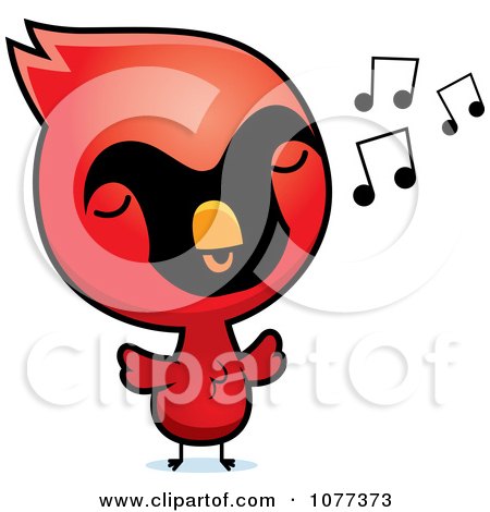 Clipart Cute Red Baby Chick Whistling - Royalty Free Vector Illustration by Cory Thoman