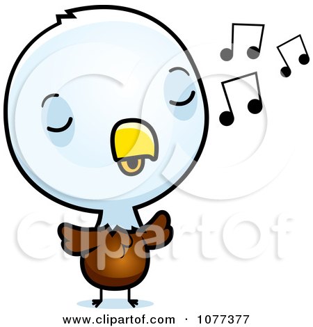 Clipart Cute Baby Bald American Eagle Chick Whistling - Royalty Free Vector Illustration by Cory Thoman