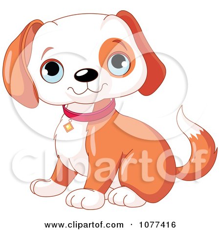Clipart Cute Happy Puppy Sitting - Royalty Free Vector Illustration by Pushkin