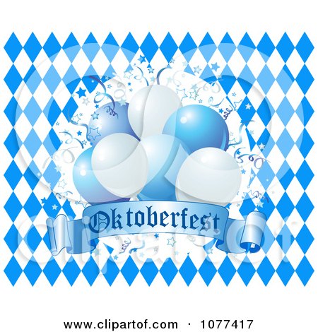 Clipart Oktoberfest Balloons Over Blue And White Diamonds - Royalty Free Vector Illustration by Pushkin