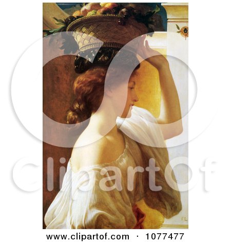 Painting of a Girl Carrying a Basket of Fruit on Her Head, by Frederic Lord Leighton - Royalty Free Historical Clip Art by JVPD