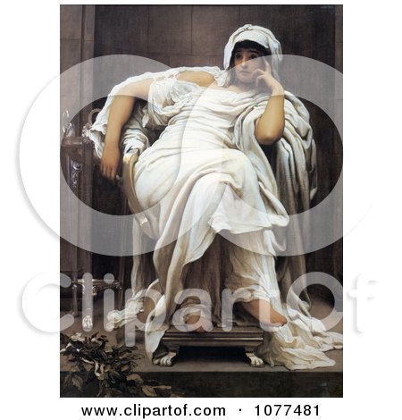 Painting of a Woman Seated in a Chair, Faticida by Frederic Lord Leighton - Royalty Free Historical Clip Art by JVPD