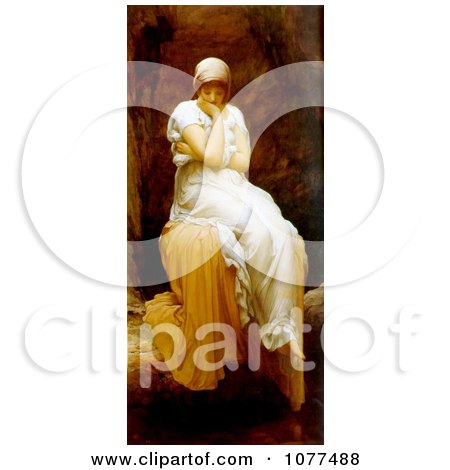 Painting of a Lone Woman, Titled Solitude by Frederic Lord Leighton - Royalty Free Historical Clip Art by JVPD