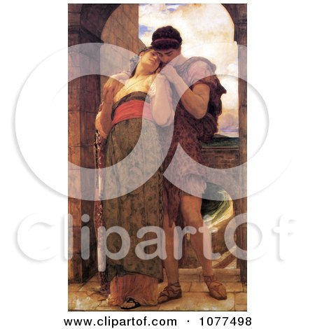 Painting of a Couple Embracing, Wedded by Frederic Lord Leighton - Royalty Free Historical Clip Art by JVPD