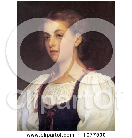 Painting of a Portrait of a Girl, Biondina by Frederic Lord Leighton - Royalty Free Historical Clip Art by JVPD