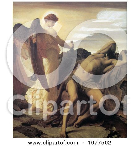Painting of Elijah in the Wilderness by Frederic Lord Leighton - Royalty Free Historical Clip Art by JVPD