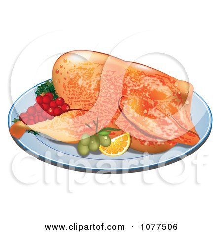 Clipart Roasted Thanksgiving Turkey On A Platter With Fruit - Royalty Free Vector Illustration by Vitmary Rodriguez