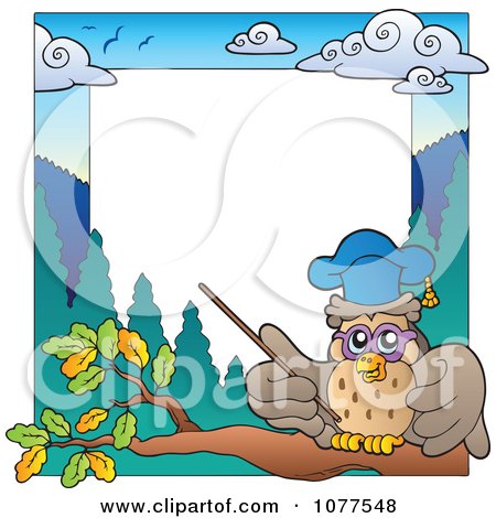 Clipart Professor Owl School Frame 1 - Royalty Free Vector Illustration by visekart