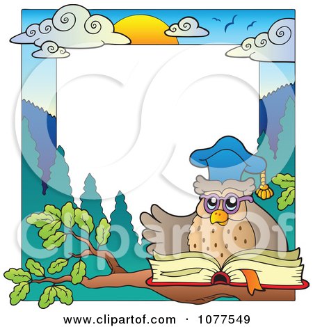 Clipart Professor Owl School Frame 2 - Royalty Free Vector Illustration by visekart