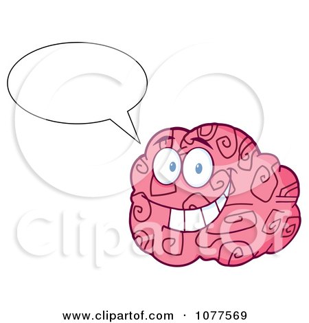 Clipart Brain Character Talking - Royalty Free Vector Illustration by Hit Toon