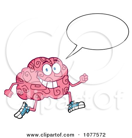Clipart Brain Character Talking Jogging - Royalty Free Vector Illustration by Hit Toon