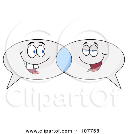 Clipart Speech Balloon Characters Chatting - Royalty Free Vector Illustration by Hit Toon