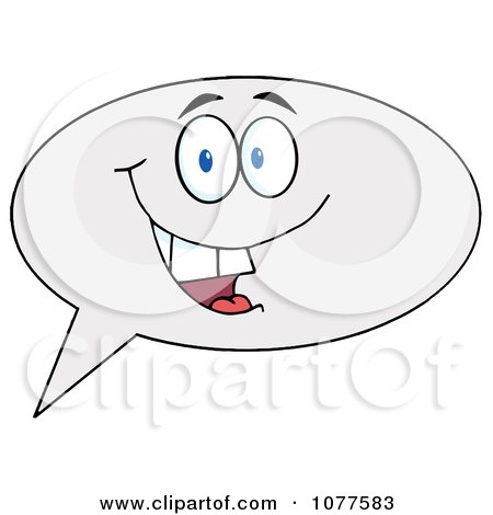 Clipart Happy Speech Balloon Character - Royalty Free Vector Illustration by Hit Toon