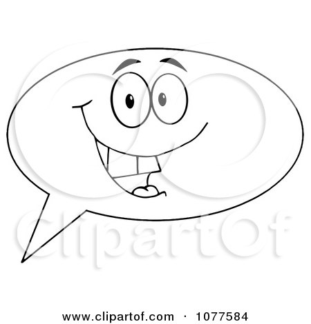Clipart Outlined Speech Balloon Character - Royalty Free Vector Illustration by Hit Toon