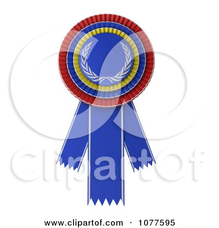Clipart 3d Blue Red And Yellow Rosette Award Ribbon - Royalty Free CGI Illustration by stockillustrations