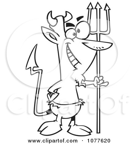 Clipart Outlined Devil With Hooves - Royalty Free Vector Illustration by toonaday