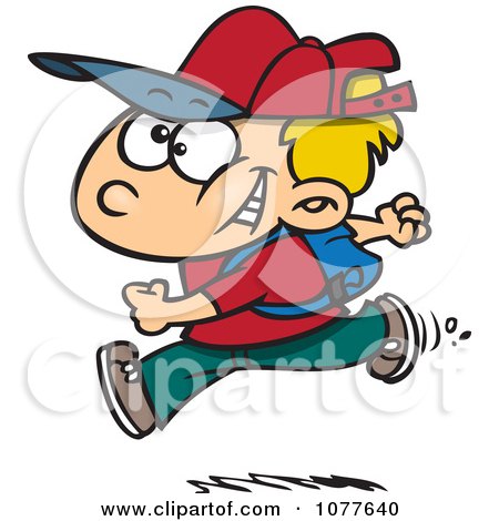 Clipart Boy Running On His First Day Of School - Royalty Free Vector Illustration by toonaday