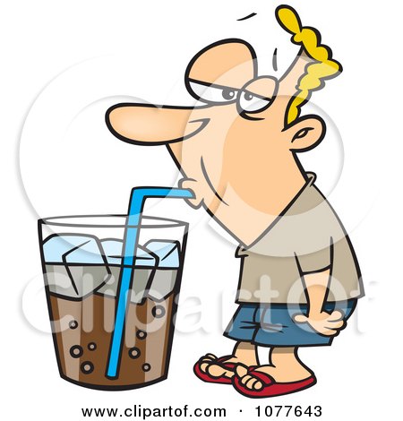 Clipart Man Drinking From A Giant Soda Cup - Royalty Free Vector Illustration by toonaday