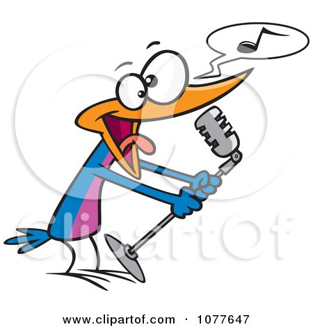 Clipart Karaoke Bird Singing - Royalty Free Vector Illustration by toonaday