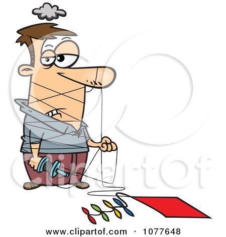 Clipart Man Tangled In Kite String - Royalty Free Vector Illustration by toonaday