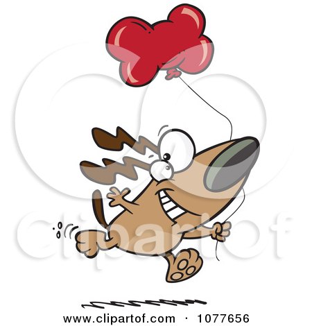 Clipart Birthday Dog Running With A Party Balloon - Royalty Free Vector Illustration by toonaday