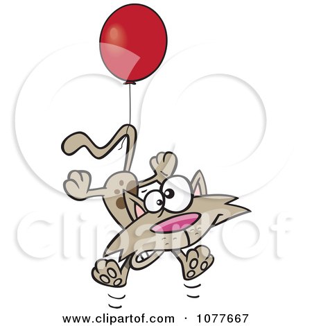 Clipart Birthday Cat Floating With A Party Balloon - Royalty Free Vector Illustration by toonaday