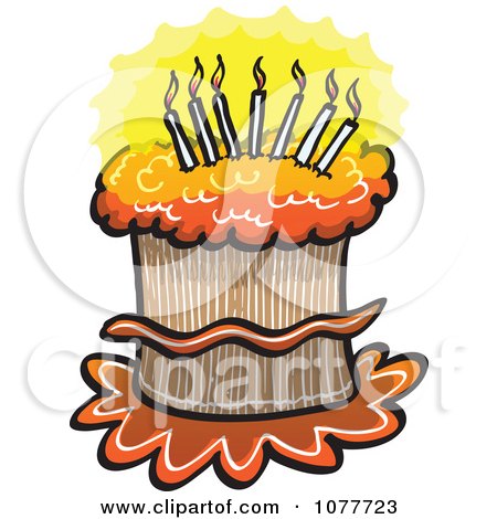 Clipart Lit Candles On A Birthday Cake - Royalty Free Vector Illustration by Zooco