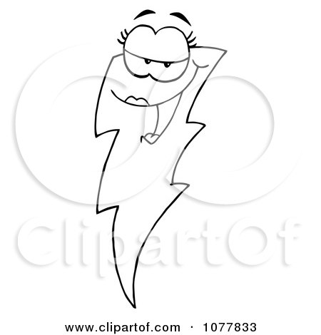 Clipart Outlined Female Lightning Bolt - Royalty Free Vector Illustration by Hit Toon