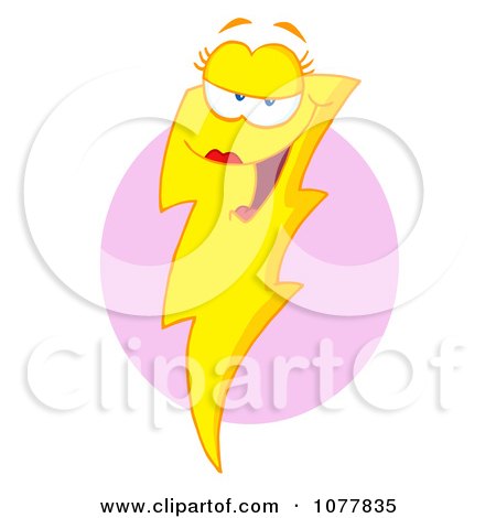 Clipart Lady Lightning Bolt Over A Pink Oval - Royalty Free Vector Illustration by Hit Toon