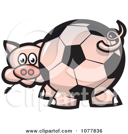 Clipart Soccer Ball Butt Pig - Royalty Free Vector Illustration by jtoons