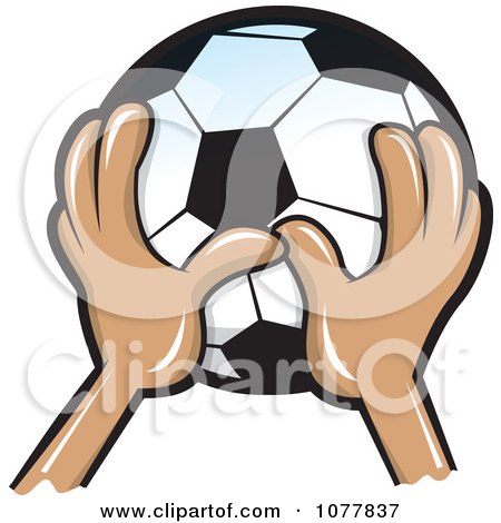 Clipart Hands Holding A Soccer Ball - Royalty Free Vector Illustration by jtoons