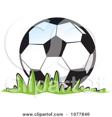 Clipart Soccer Ball On Grass - Royalty Free Vector Illustration by jtoons