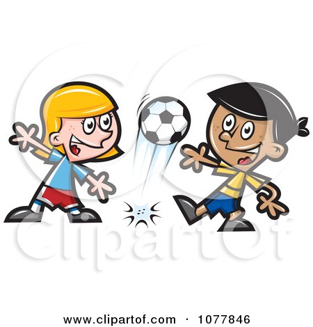Clipart Kids Playing Soccer 1 - Royalty Free Vector Illustration by jtoons