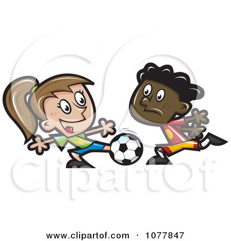 Clipart Kids Playing Soccer 2 - Royalty Free Vector Illustration by jtoons