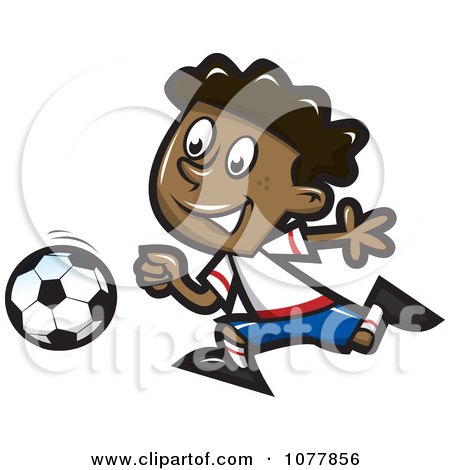 Clipart Black Boy Playing Soccer - Royalty Free Vector Illustration by jtoons