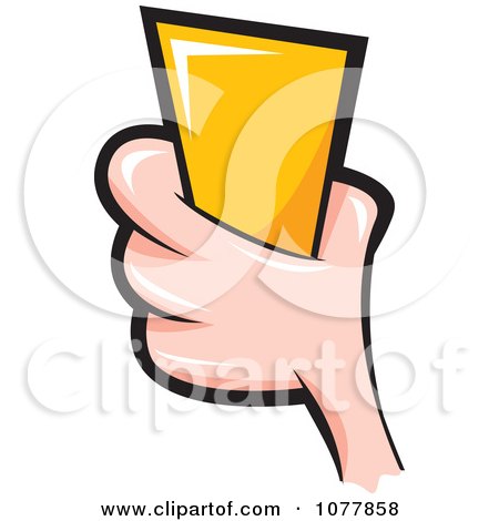 Clipart Soccer Referee Holding Up A Yellow Tag - Royalty Free Vector Illustration by jtoons
