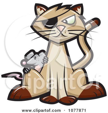 Clipart Pirate Cat And Mouse - Royalty Free Vector Illustration by jtoons