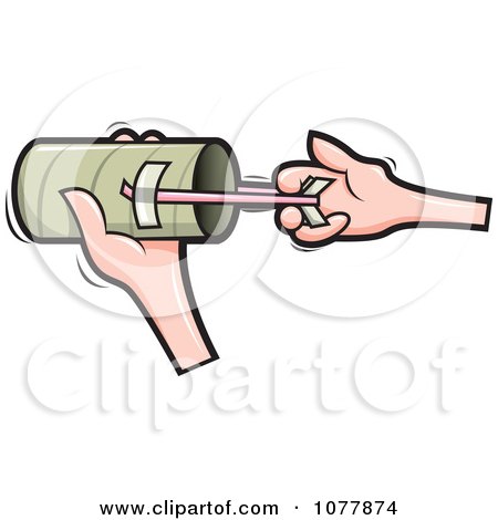 Clipart Hand Making A Can Sling Shot - Royalty Free Vector Illustration by jtoons