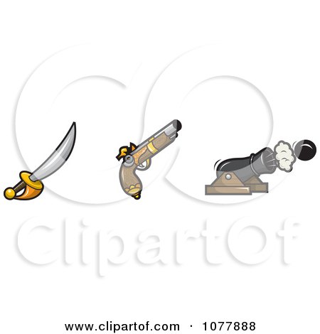 Clipart Pirate Sword Gun And Cannon - Royalty Free Vector Illustration by jtoons