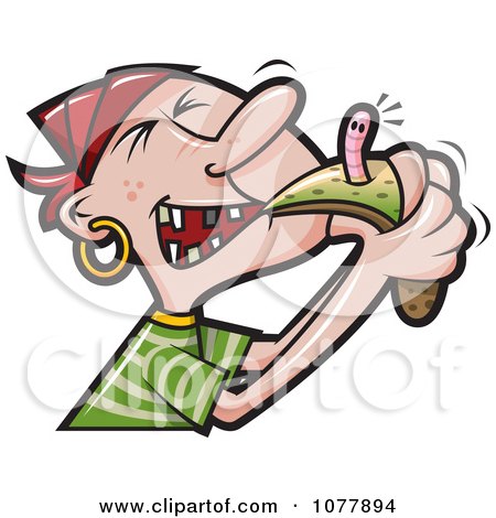 Clipart Pirate Eating Food With A Worm - Royalty Free Vector Illustration by jtoons