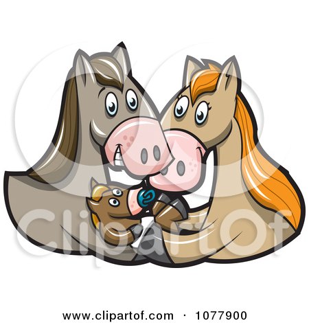 Clipart Horse Parents And Baby Foal - Royalty Free Vector Illustration by jtoons
