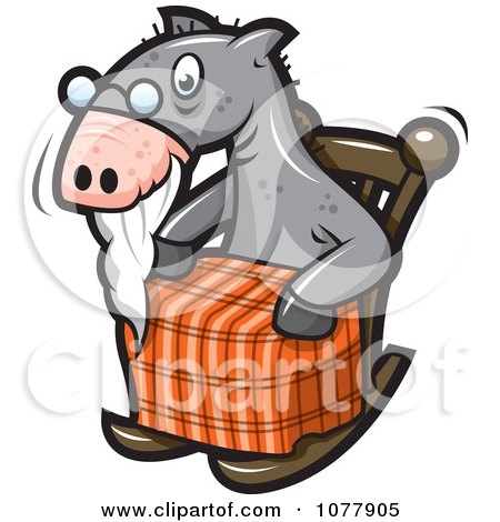 Clipart Old Horse In A Rocking Chair - Royalty Free Vector Illustration by jtoons