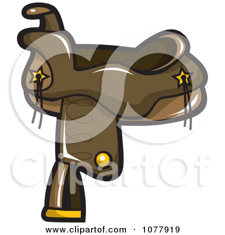 Clipart Brown Leather Horse Saddle - Royalty Free Vector Illustration by jtoons