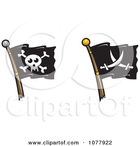 Clipart Jolly Roger Pirate Flags - Royalty Free Vector Illustration by jtoons