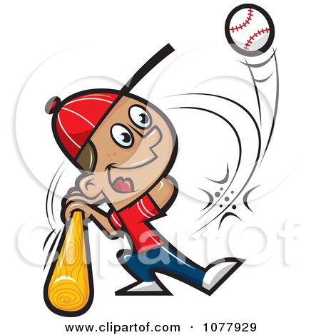 Clipart Baseball Player Swinging His Bat - Royalty Free Vector Illustration by jtoons